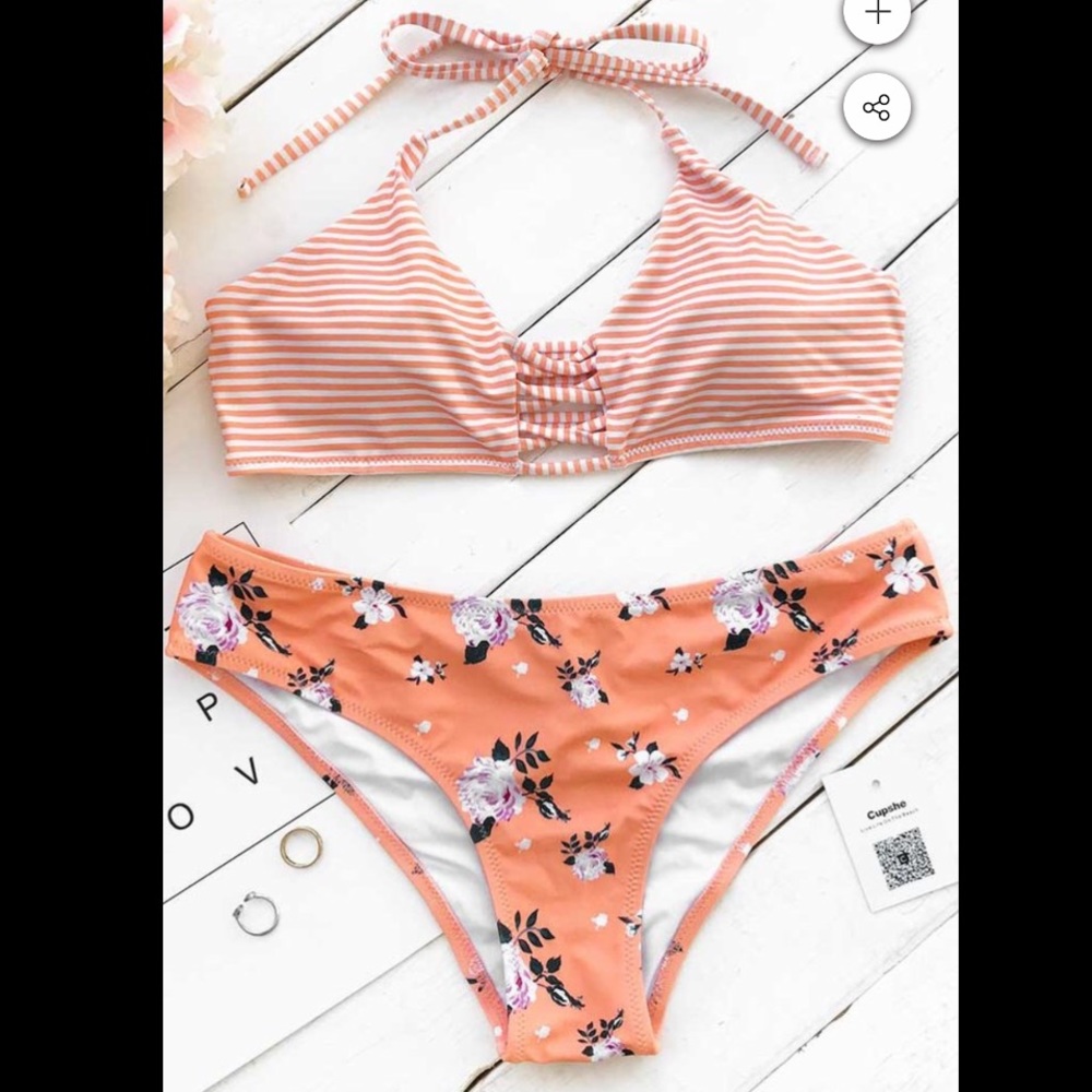 CUPSHE Orange Fanta Halter Bikini Set